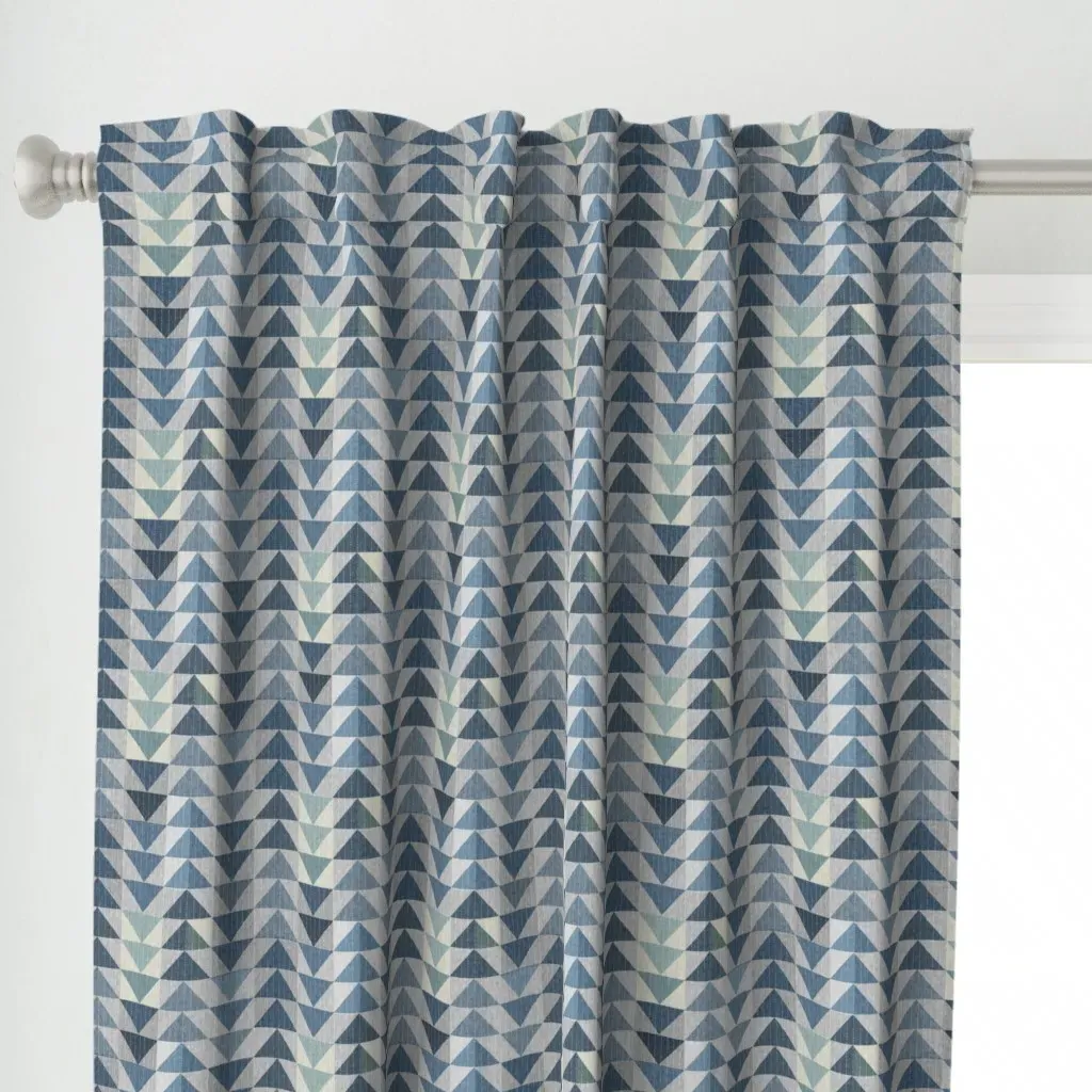 Trianglequilt Curtain Panel - Indigo Blue alternate view