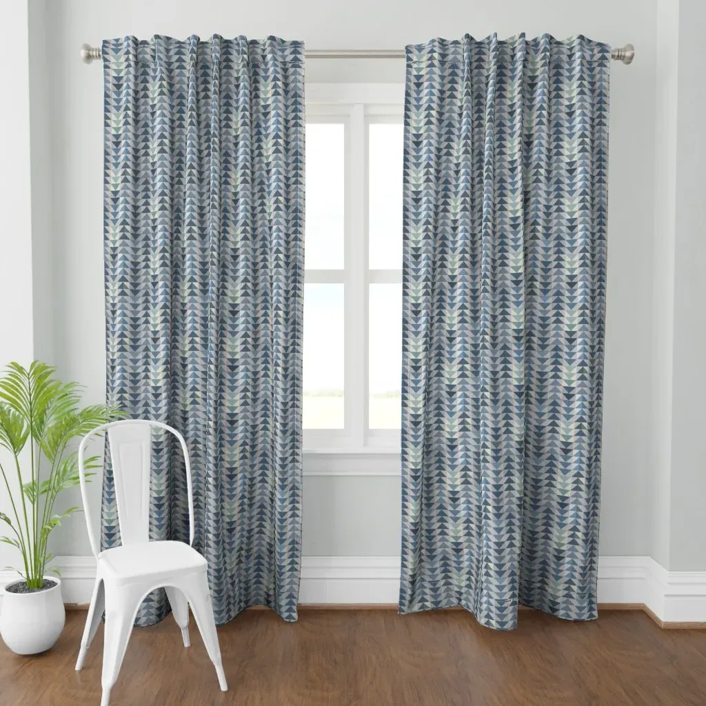 Trianglequilt Curtain Panel - Indigo Blue product
