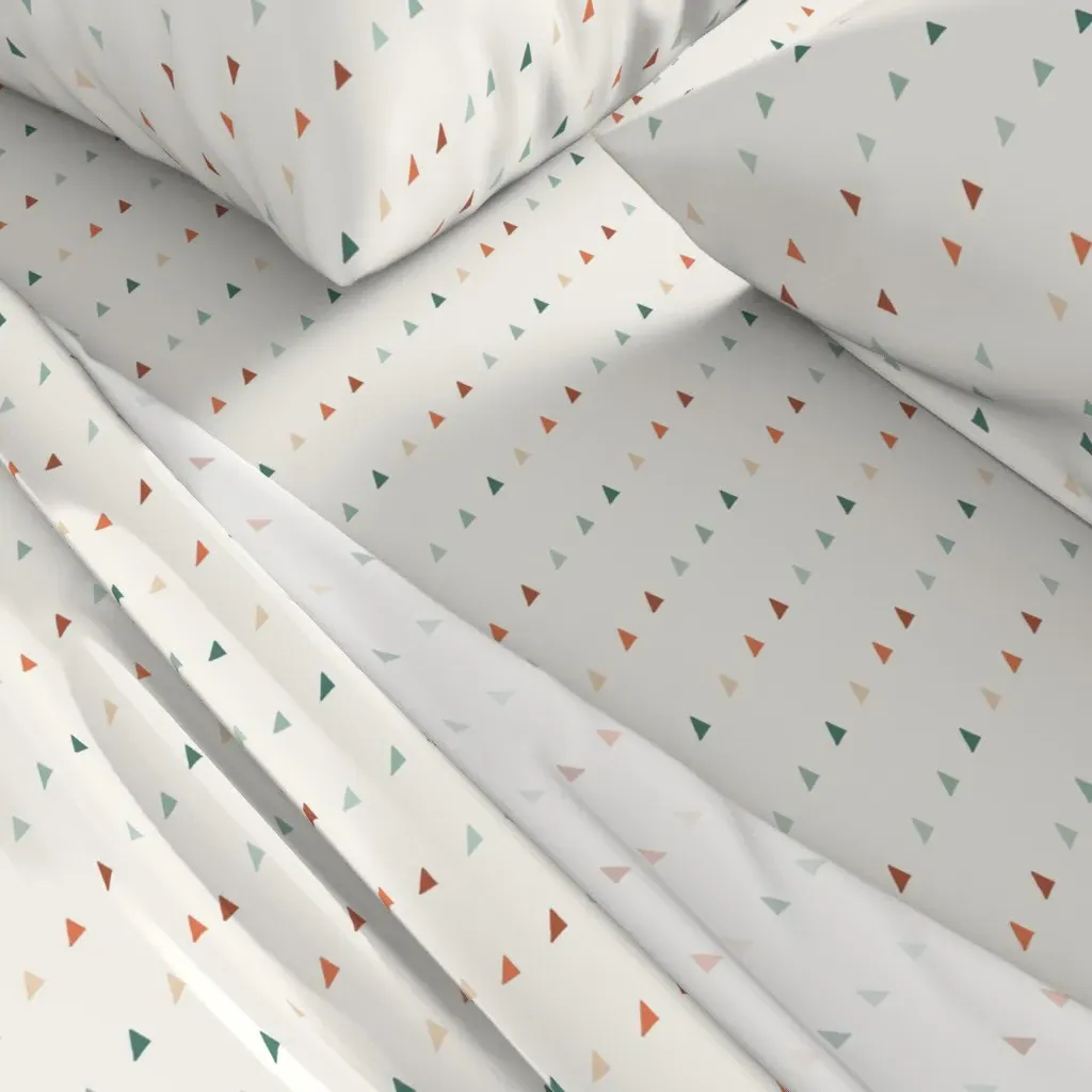 Triangles Medium Queen Sheet Set - Terracotta alternate view
