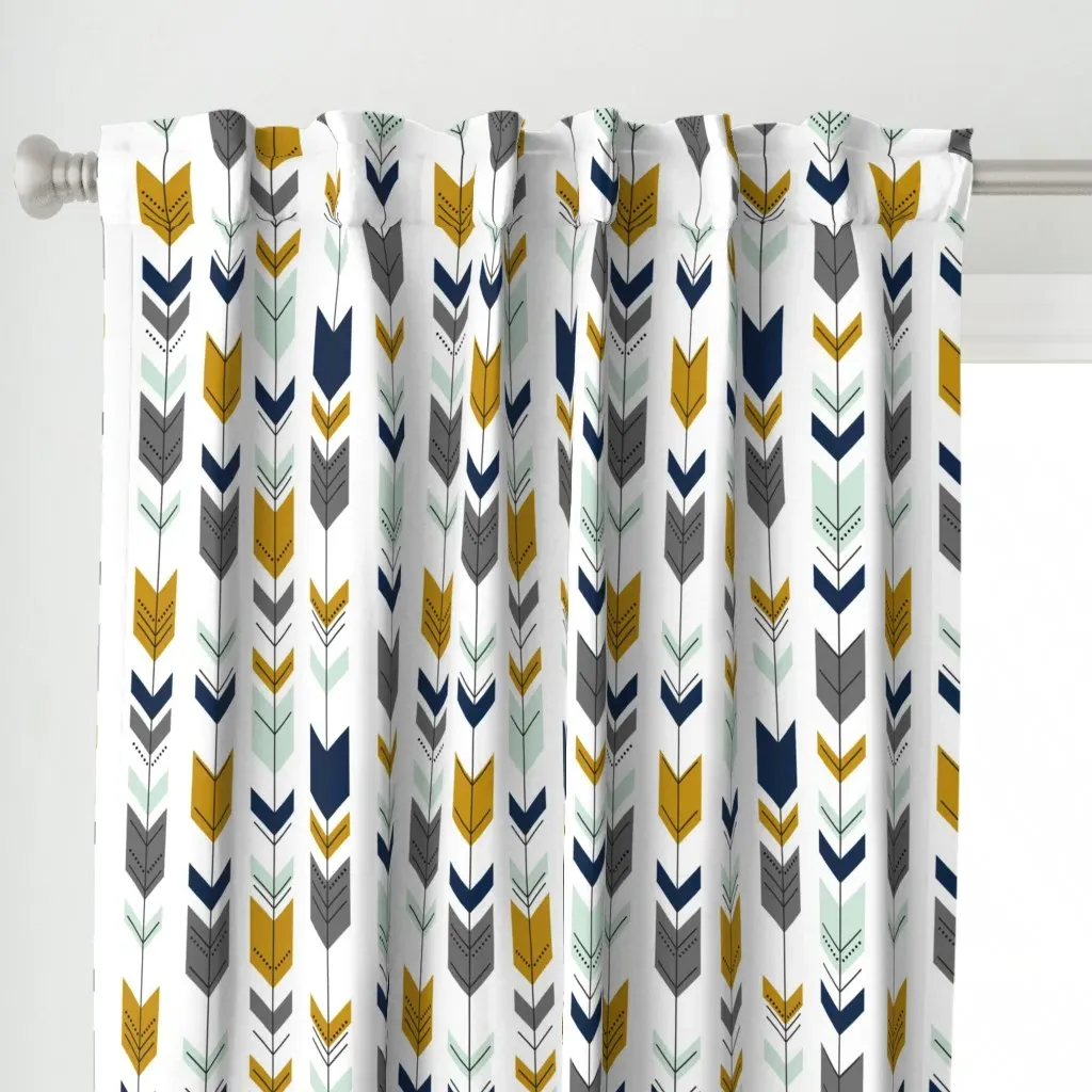 Tribal Arrow Curtain Panel - Mustard Yellow alternate view
