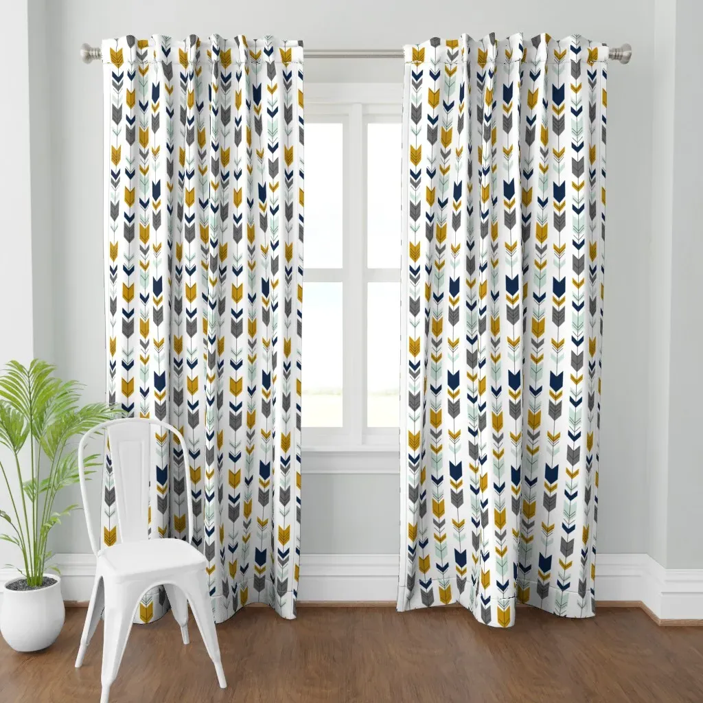 Tribal Arrow Curtain Panel - Mustard Yellow product