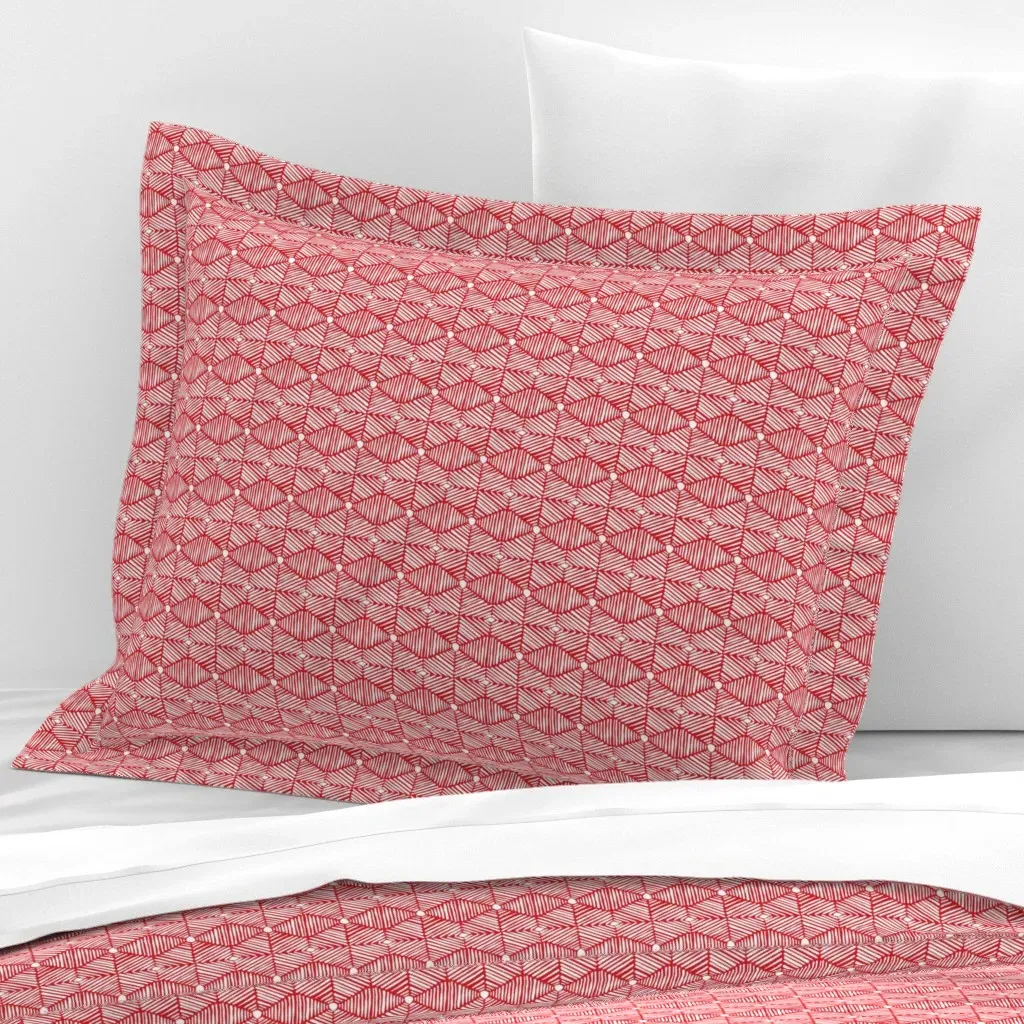 Tribal Box Wide Cotton Sateen Standard Flanged Cushion - Crimson product