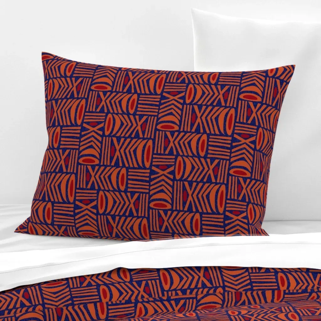 Tribal Folk Art Boho Geometric Standard Pillow - Burnt Orange, Cotton Sateen product