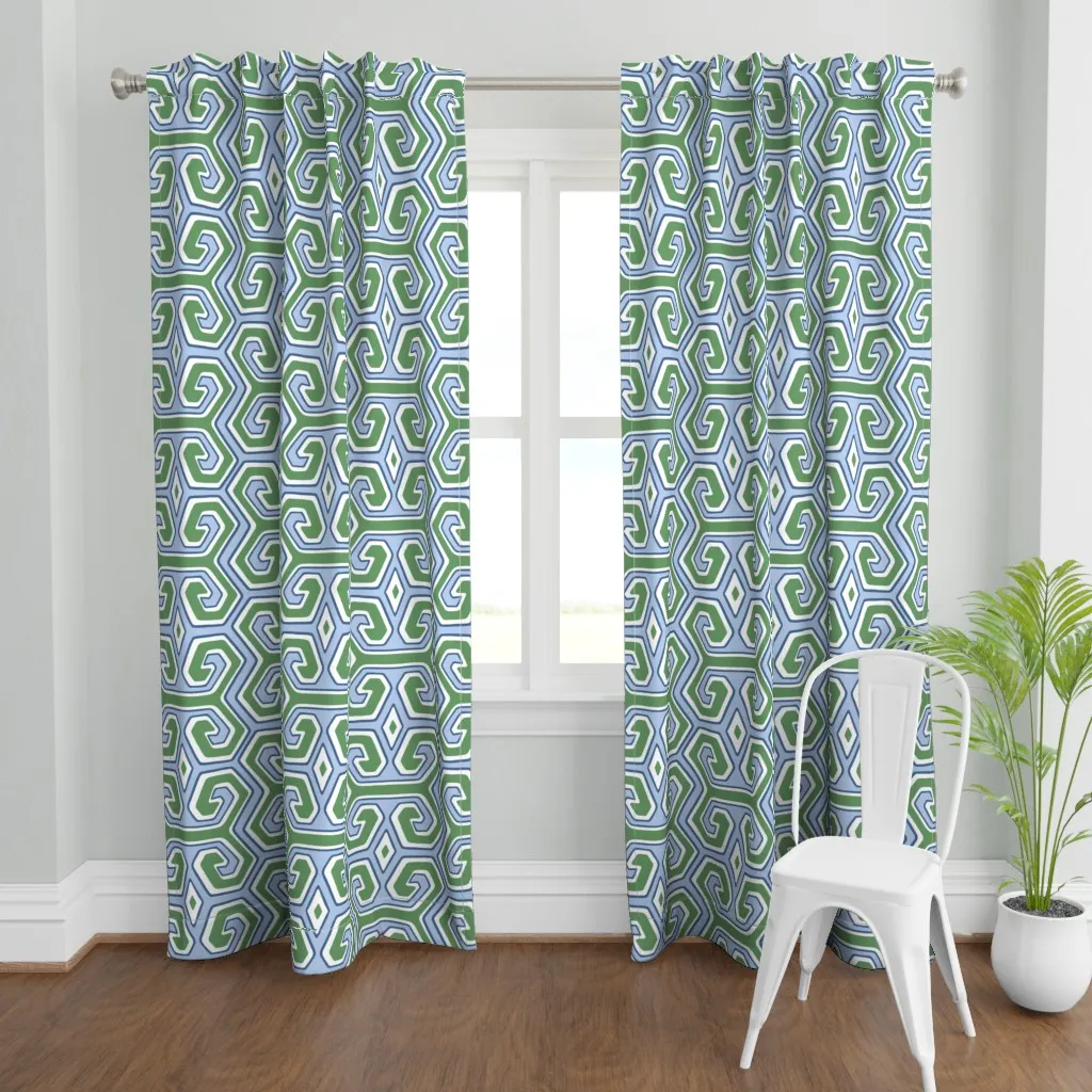 Tribal Geometric Curtain Panel - Light Blue product