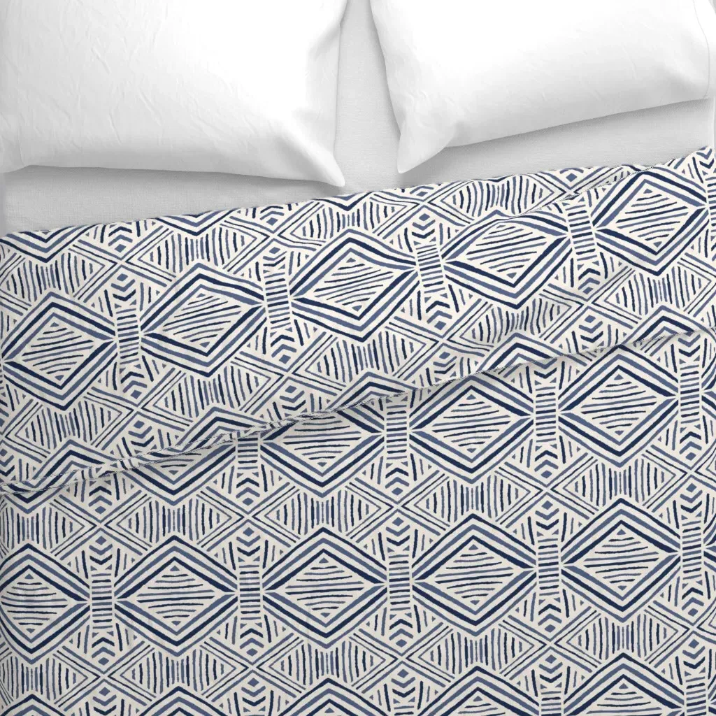 Tribal Geometric Duvet Cover - Navy Blue alternate view