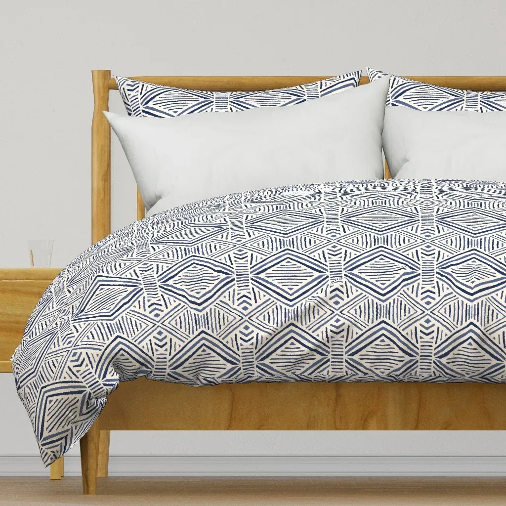 Tribal Geometric Duvet Cover - Navy Blue product