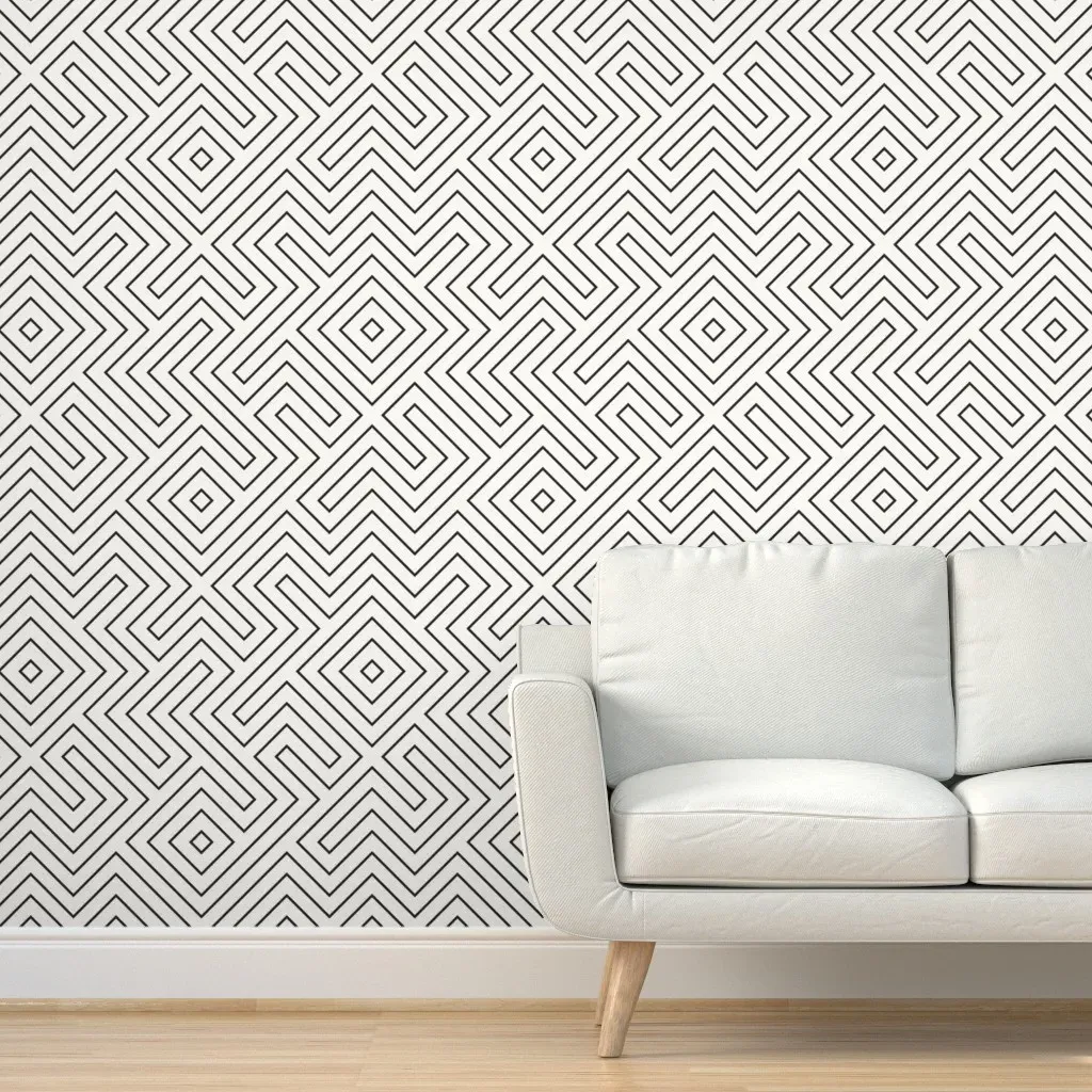 Tribal Maze Peel and Stick Wallpaper - Black, White product