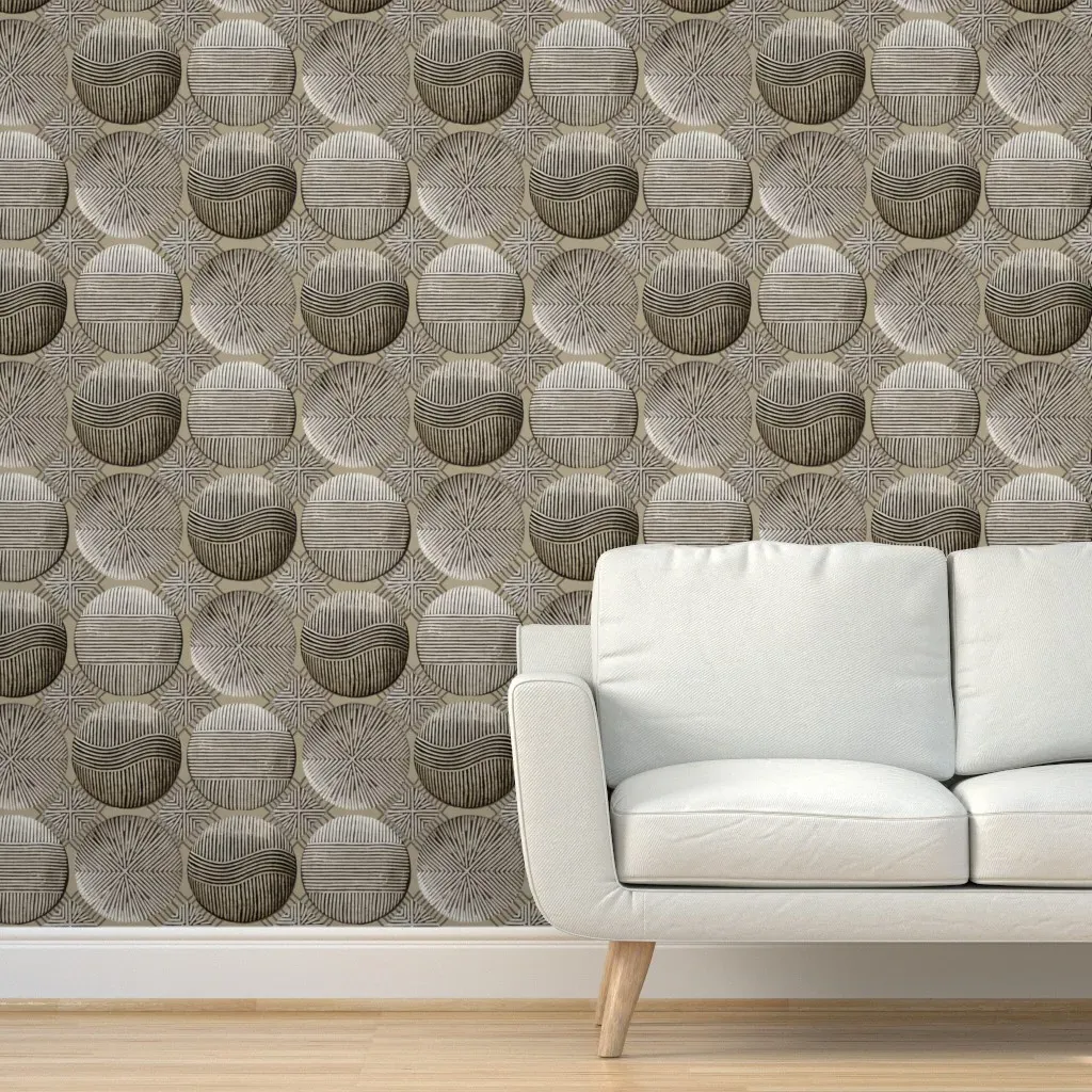 Tribal Shields Peel and Stick Wallpaper - Gold Cinnamon product