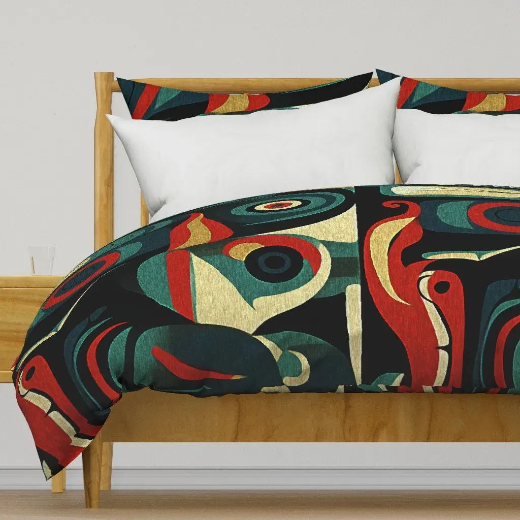 Tribal Tiki Coastal Duvet Cover - Teal product