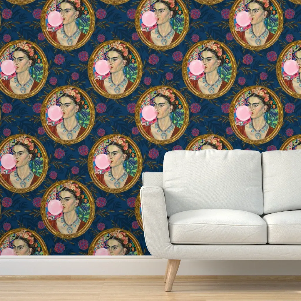 Tribute To Frida Bubble Gum Peel and Stick Wallpaper - Pink product
