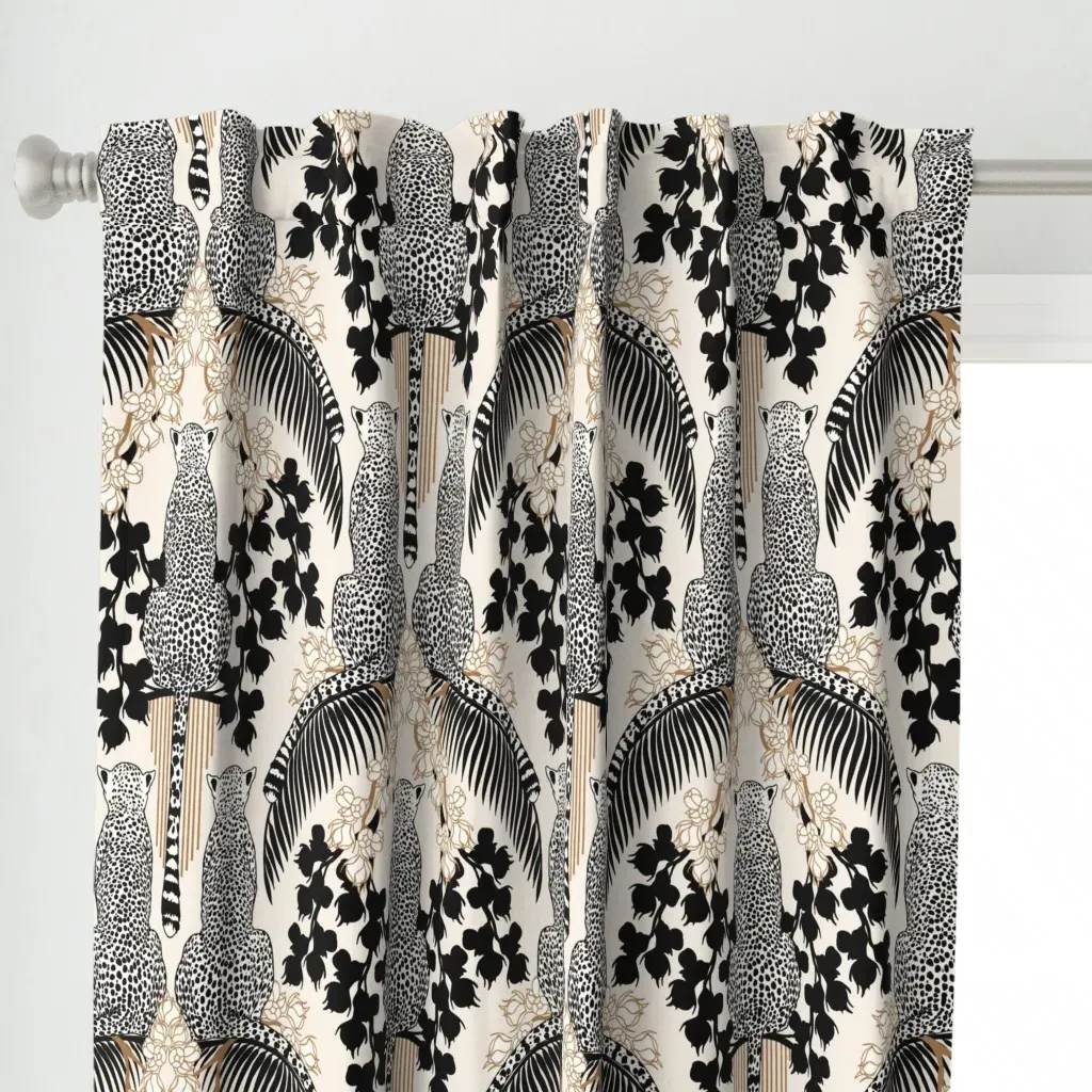 Trio Cheetah Curtain Panel - Black alternate view