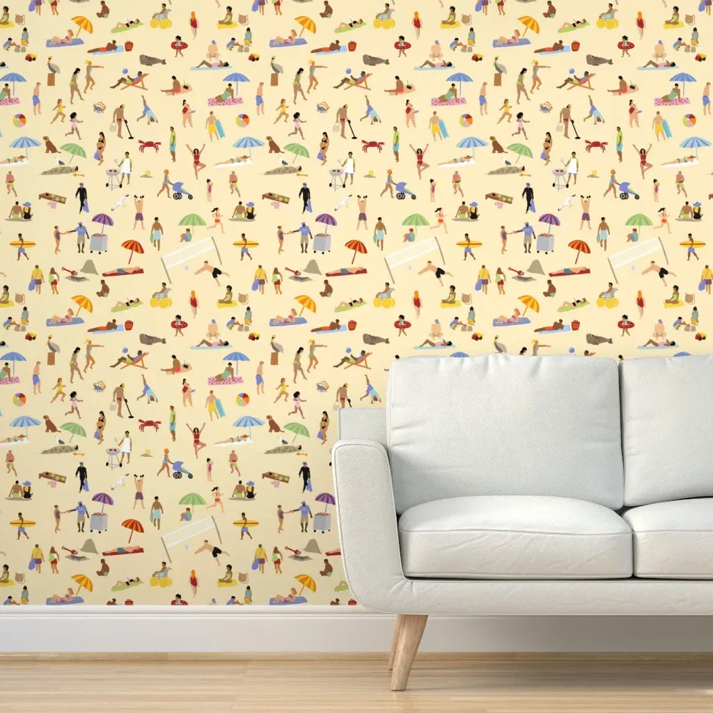 Trip To The Beach Peel and Stick Wallpaper - Peach product