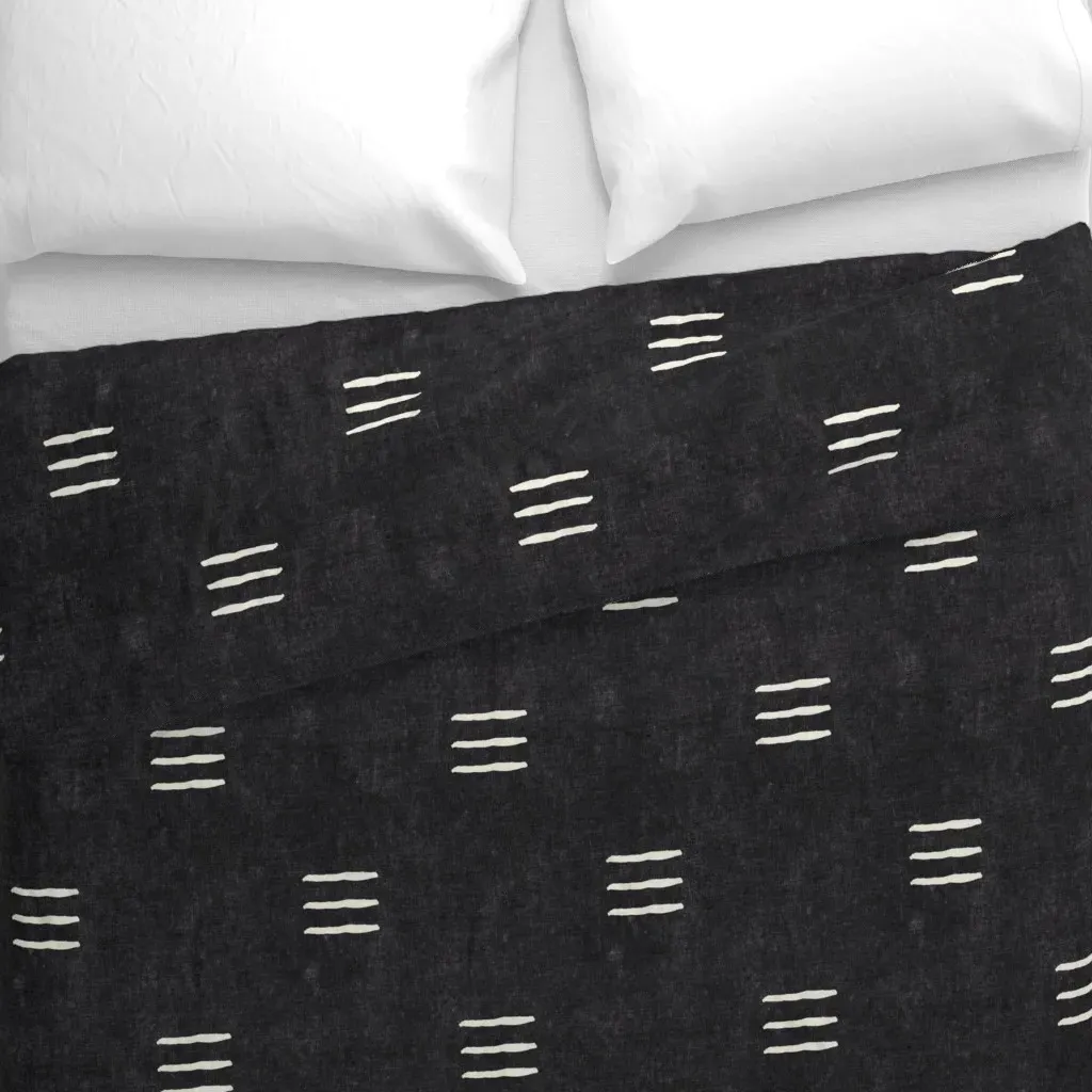 Triple Dash Mud Cloth Duvet Cover - Dark Gray alternate view