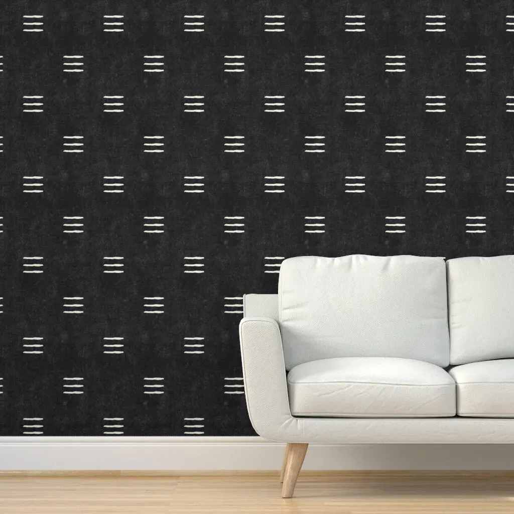 Triple Dash Mud Cloth Peel and Stick Wallpaper - Onyx product