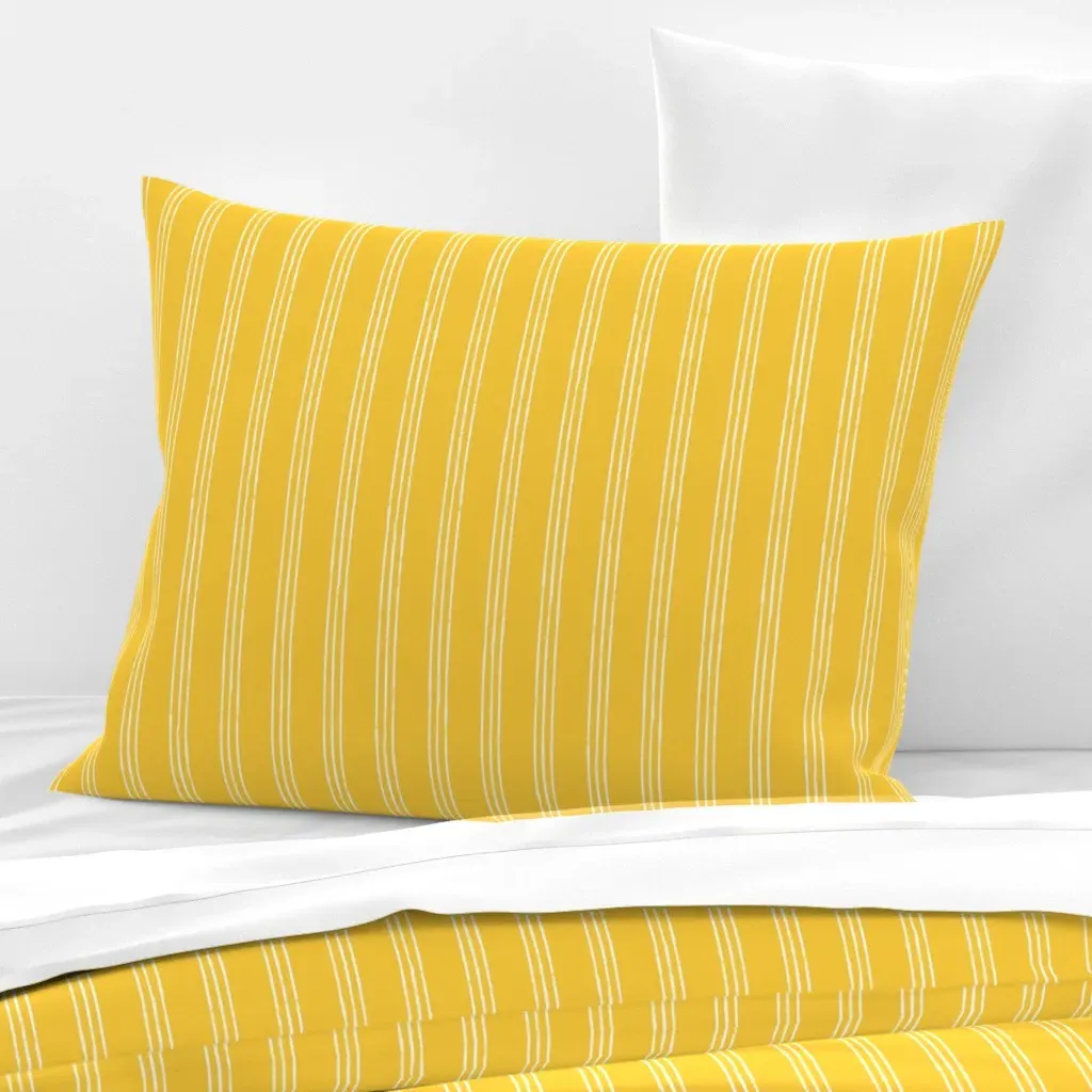 Triple Stripes Standard Knife Edge Cushion Cover - Mustard Yellow, Cotton Sateen product