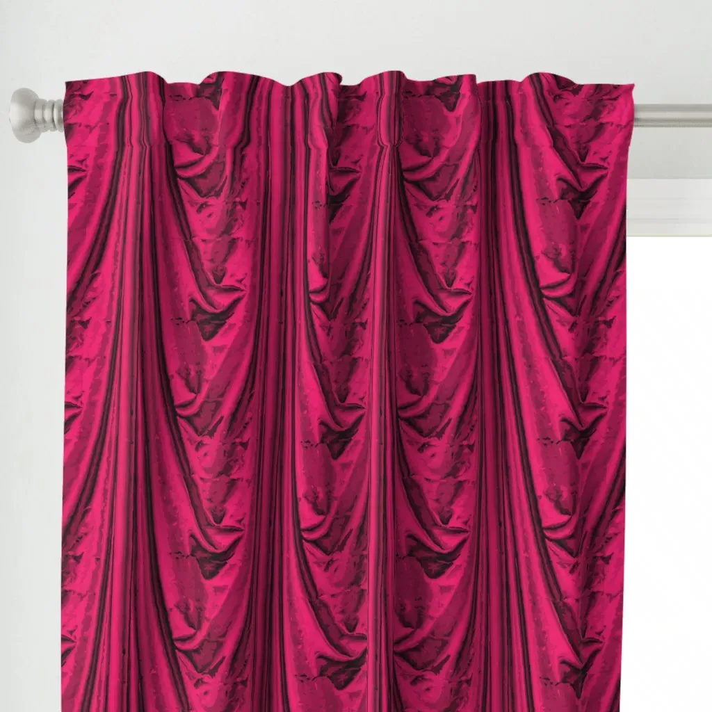 Trompe L'Oeil Drapery Curtain Panel - Crimson alternate view