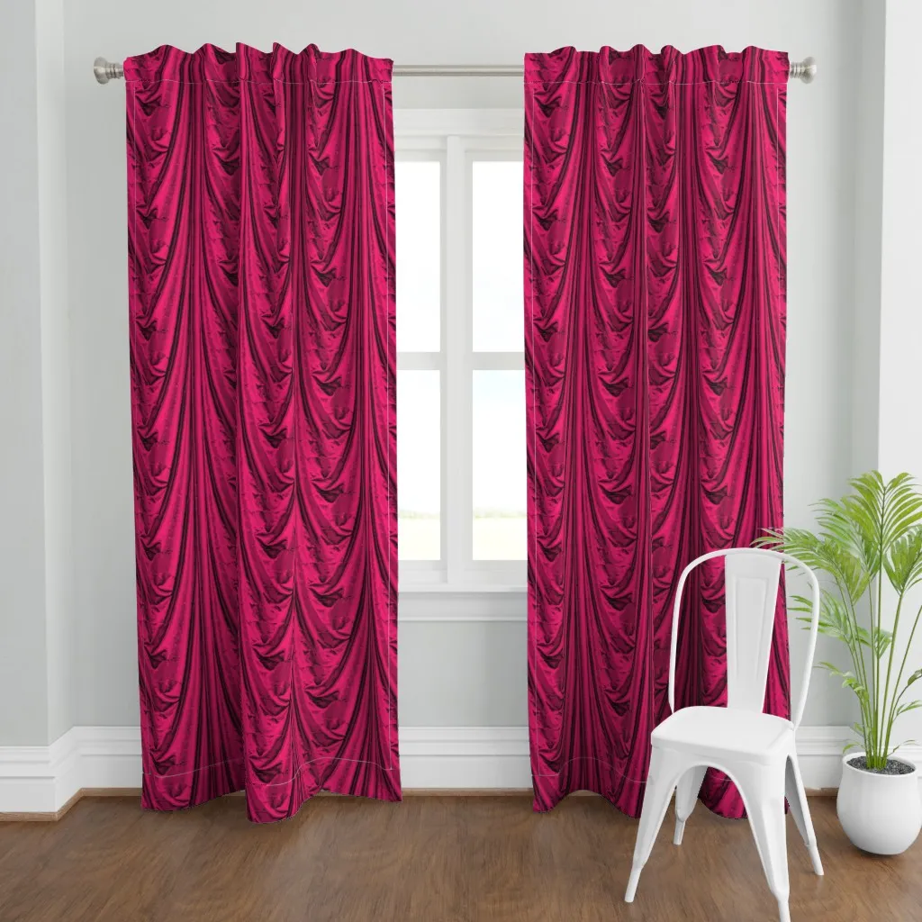 Trompe L'Oeil Drapery Curtain Panel - Crimson product