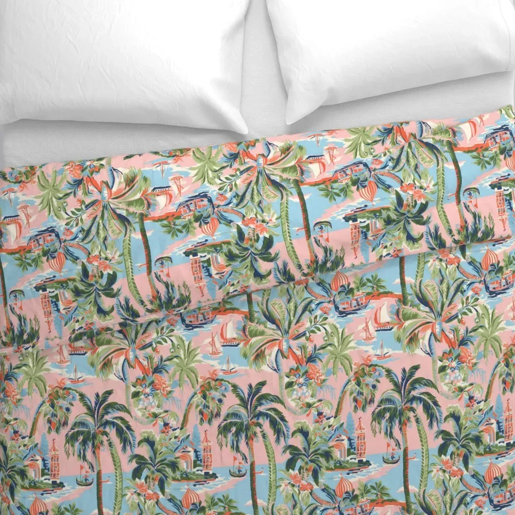 Tropic Toile Bold Duvet Cover - Pink alternate view