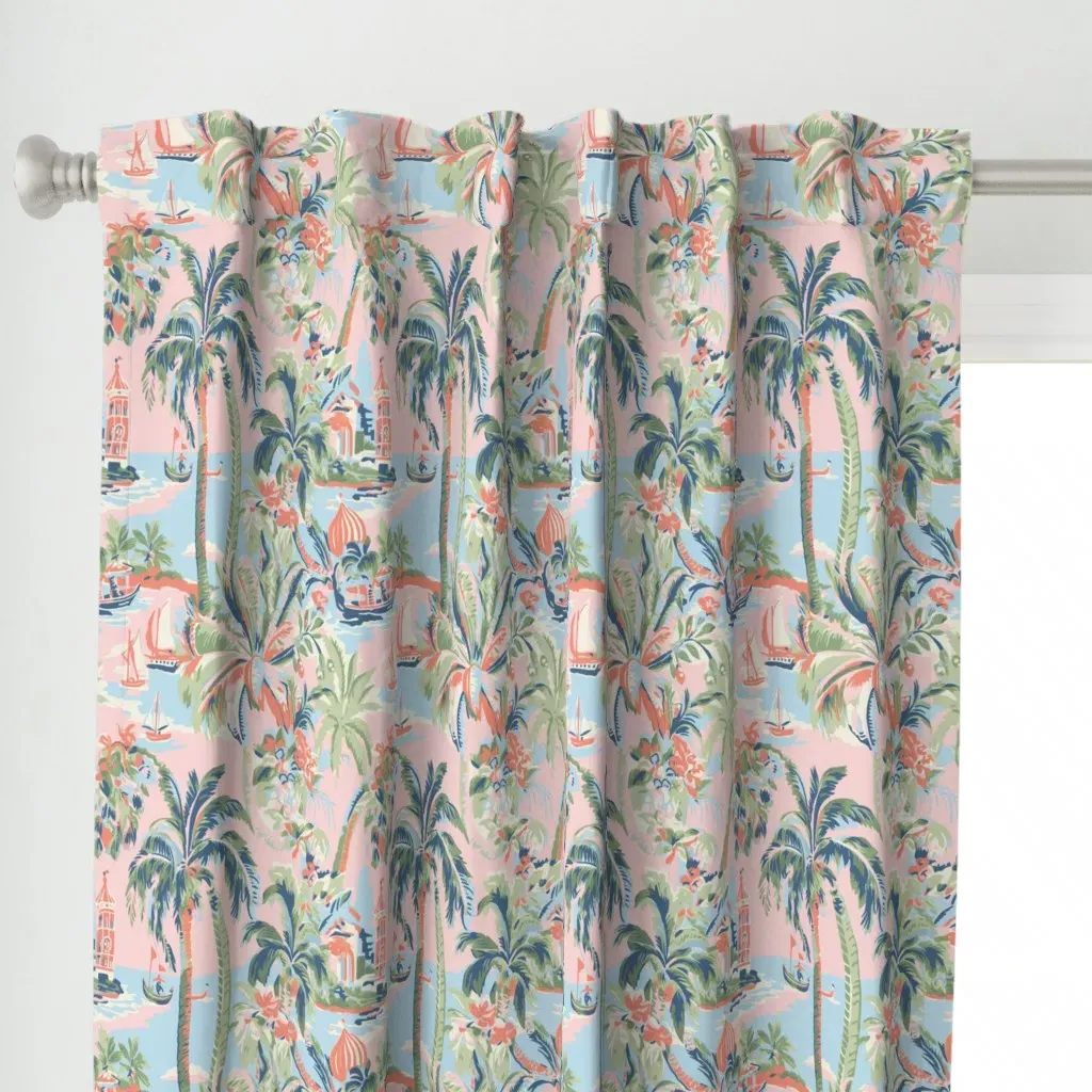 Tropic Toile Curtain Panel - Pink alternate view