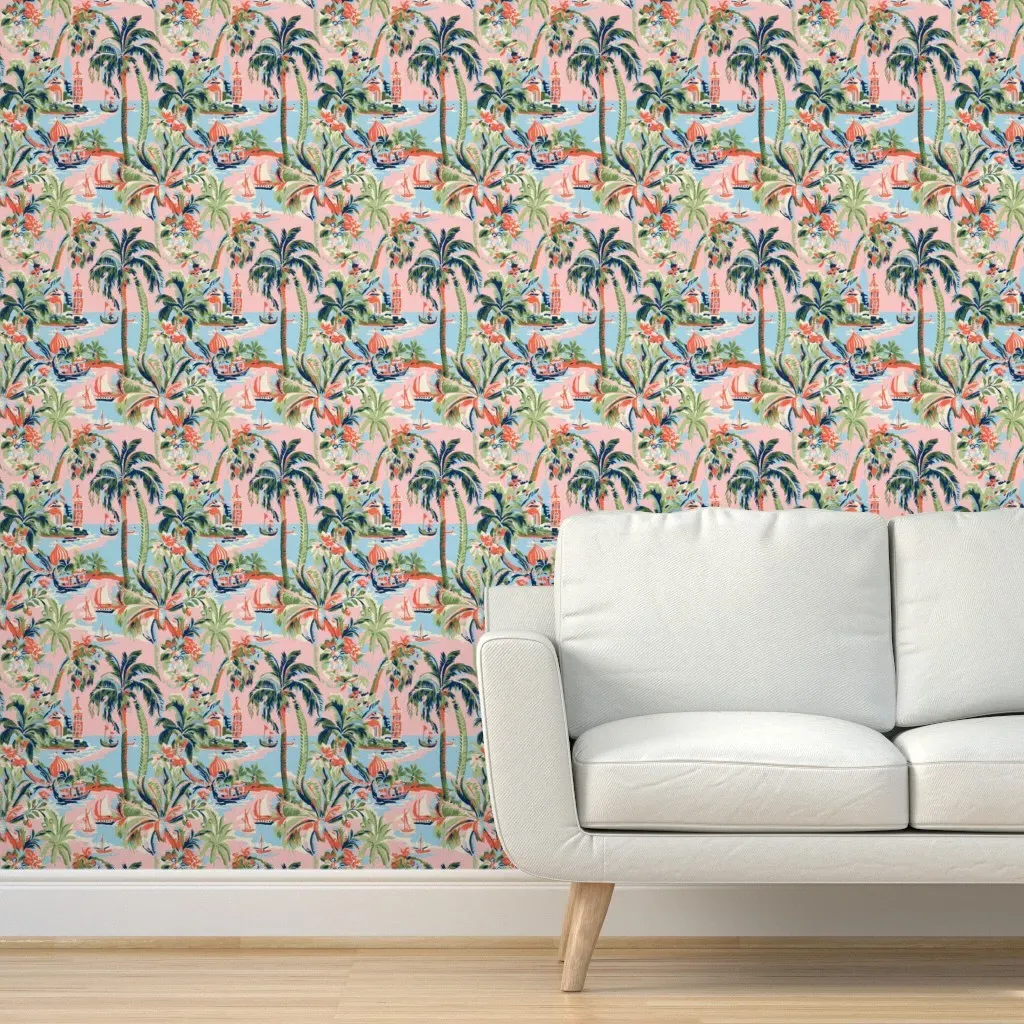 Tropic Toile Peel and Stick Wallpaper - Pink product