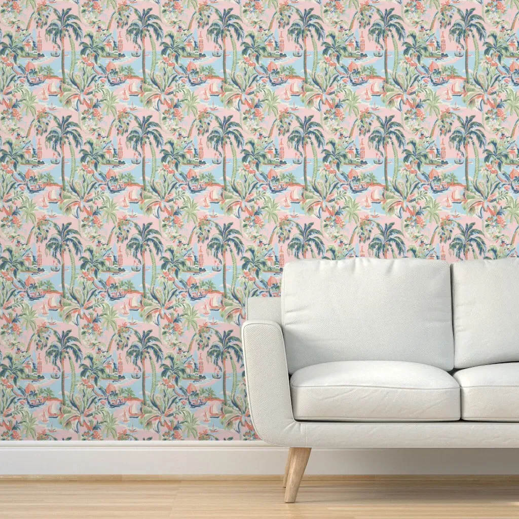 Tropic Toile Peel and Stick Wallpaper - Pink product