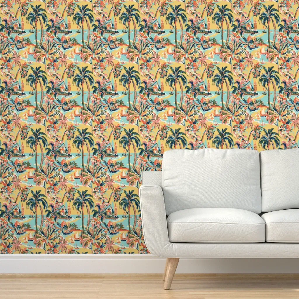 Tropic Toile Peel and Stick Wallpaper - Yellow product
