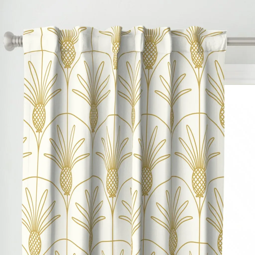 Tropical Art Deco Curtain Panel - Gold alternate view