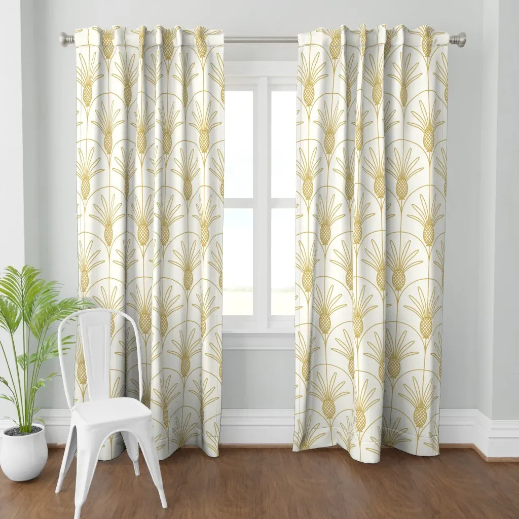 Tropical Art Deco Curtain Panel - Gold product