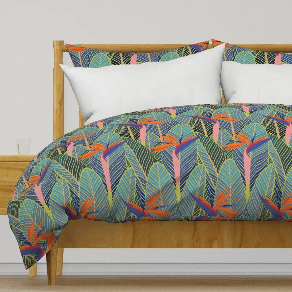Tropical Bird Of Paradise Duvet Cover - Teal product