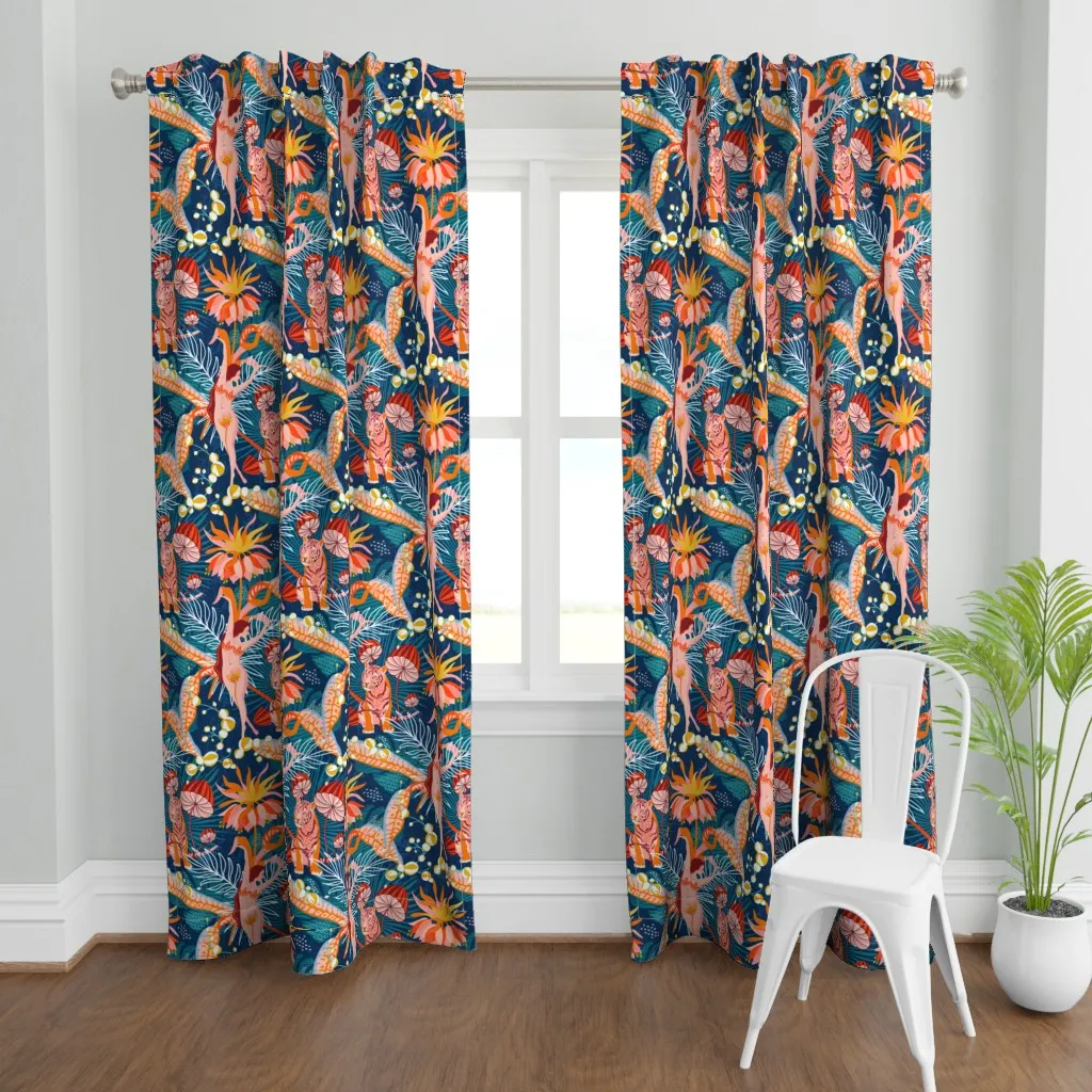 Tropical Blossom Dance Curtain Panel - Dark Teal product