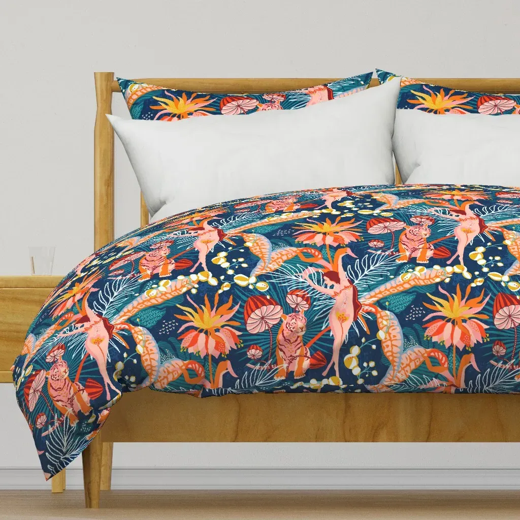 Tropical Blossom Dance Large Duvet Cover - Dark Teal product