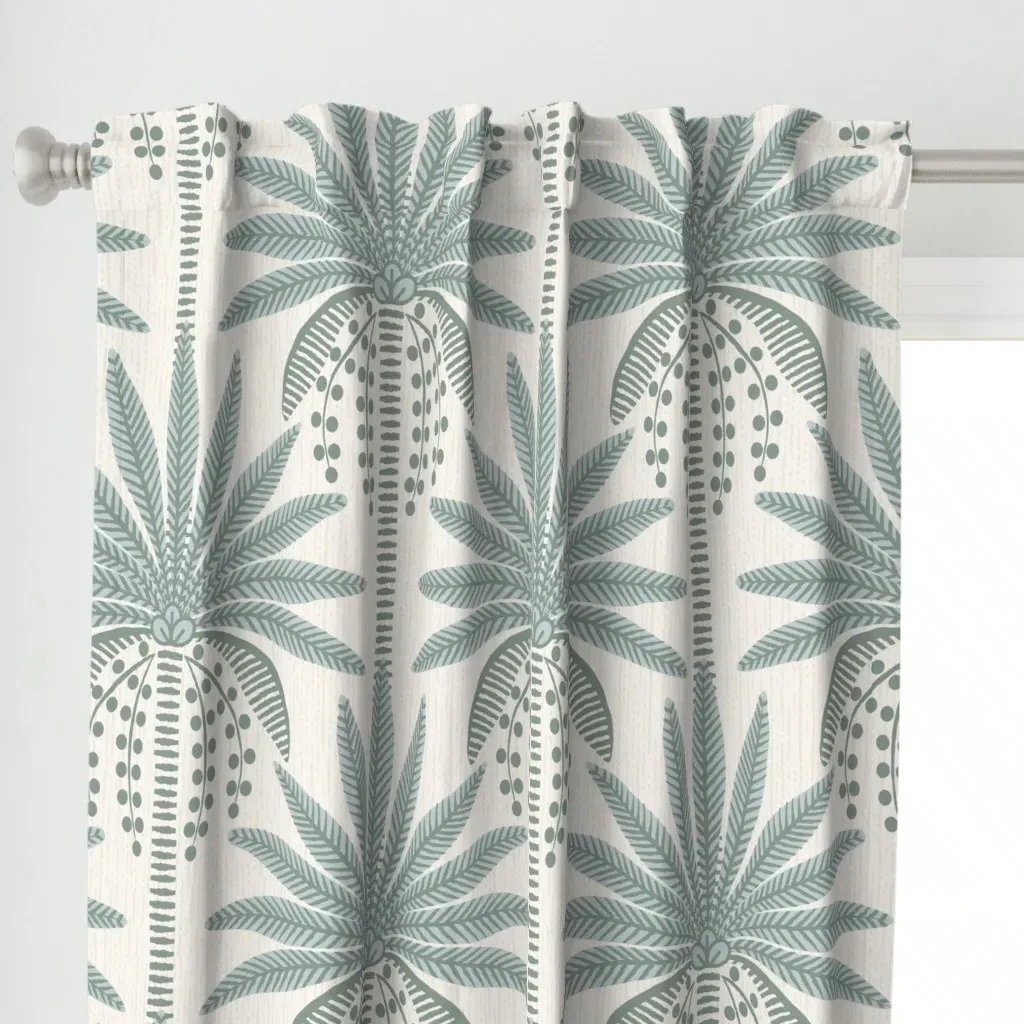 Tropical Botanical Curtain Panel - Sage Green alternate view