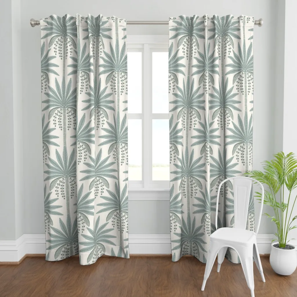 Tropical Botanical Curtain Panel - Sage Green product