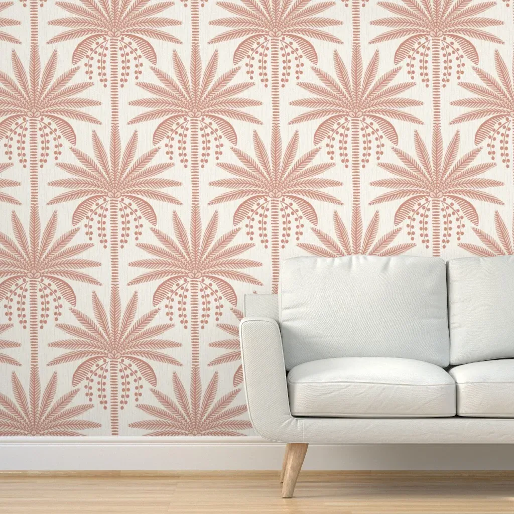 Tropical Botanical Palm Tree Peel and Stick Wallpaper - Coral product