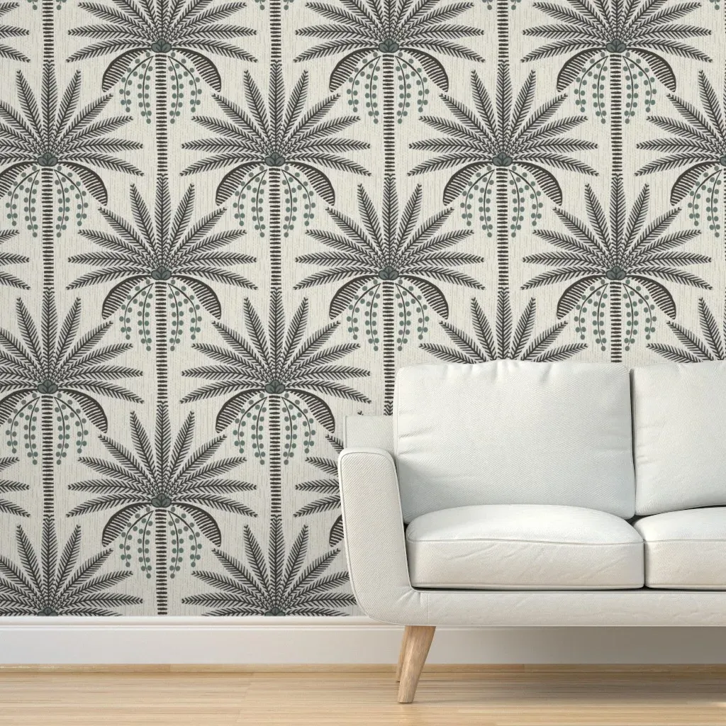 Tropical Botanical Palm Tree Peel and Stick Wallpaper - Dark Gray product