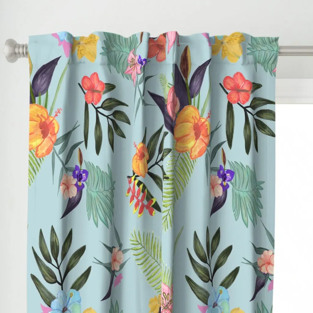 Tropical Brush Watercolor Curtain Panel - Orange alternate view