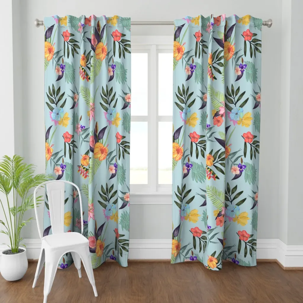 Tropical Brush Watercolor Curtain Panel - Orange product