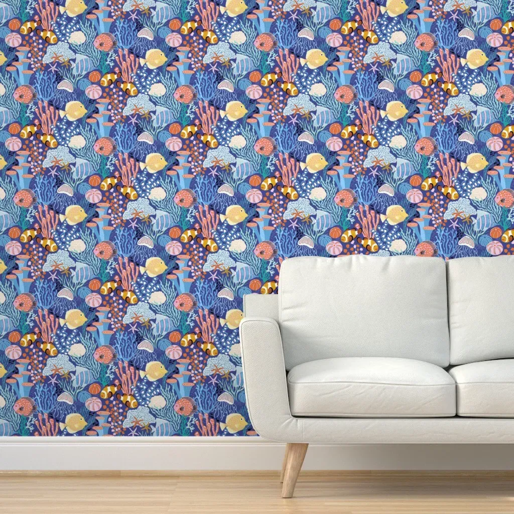Tropical Coral Reef Peel and Stick Wallpaper - Blue product