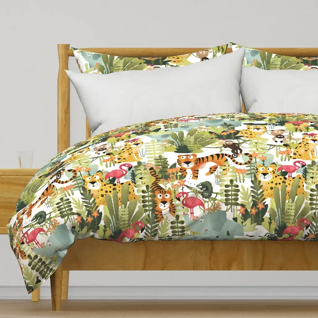 Tropical Cute Animal Duvet Cover - Green product