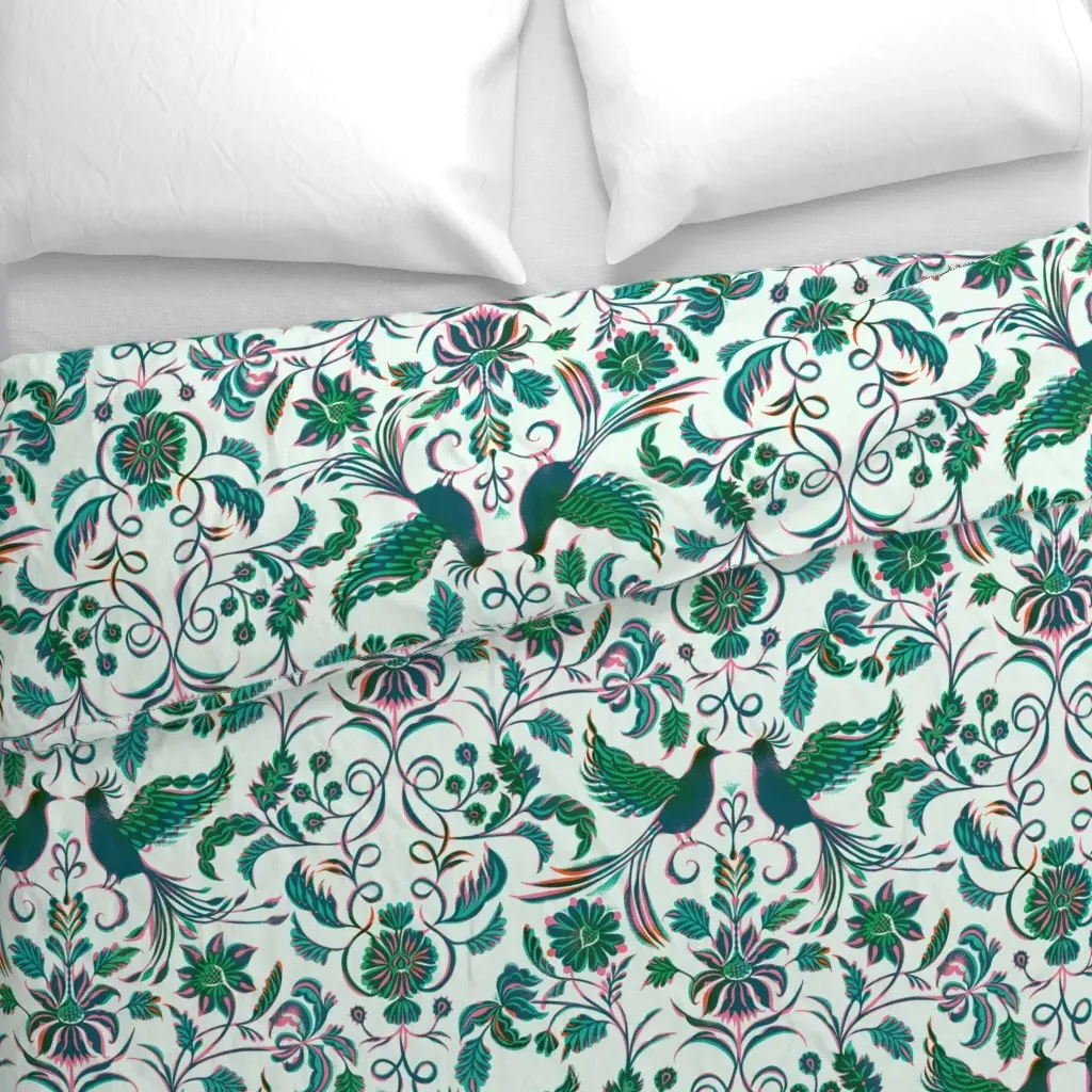 Tropical Damask Duvet Cover - Teal alternate view