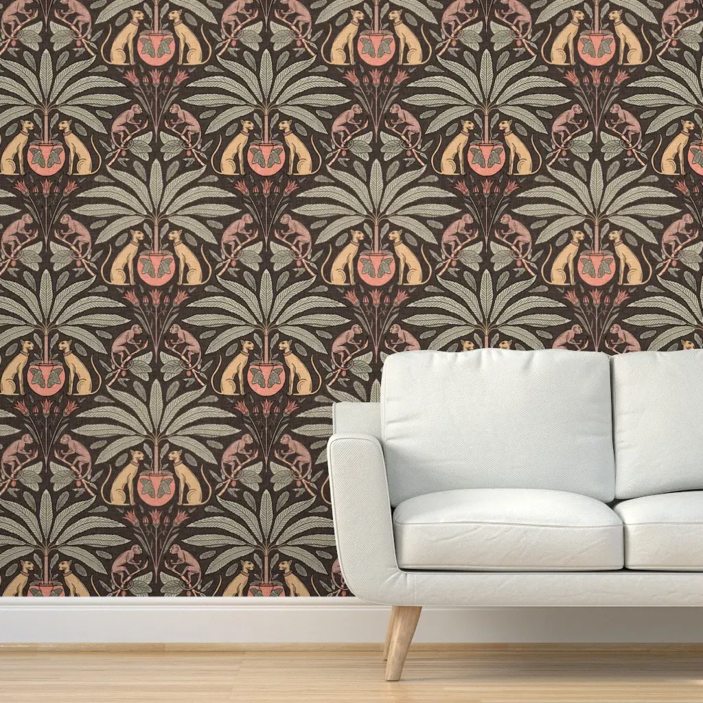 Tropical Damask Peel and Stick Wallpaper - Sage Pink product
