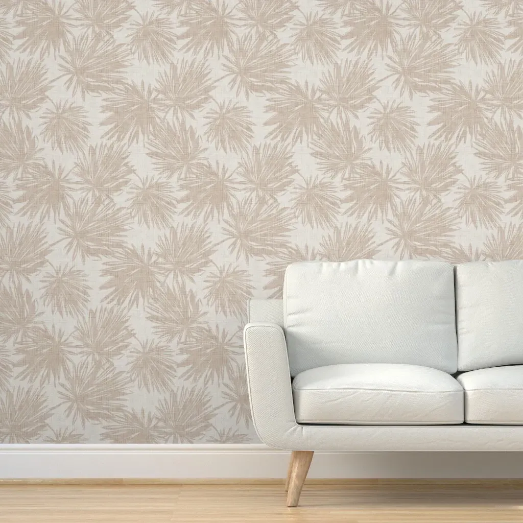 Tropical Fan Palm Leaves Peel and Stick Wallpaper - Beige product