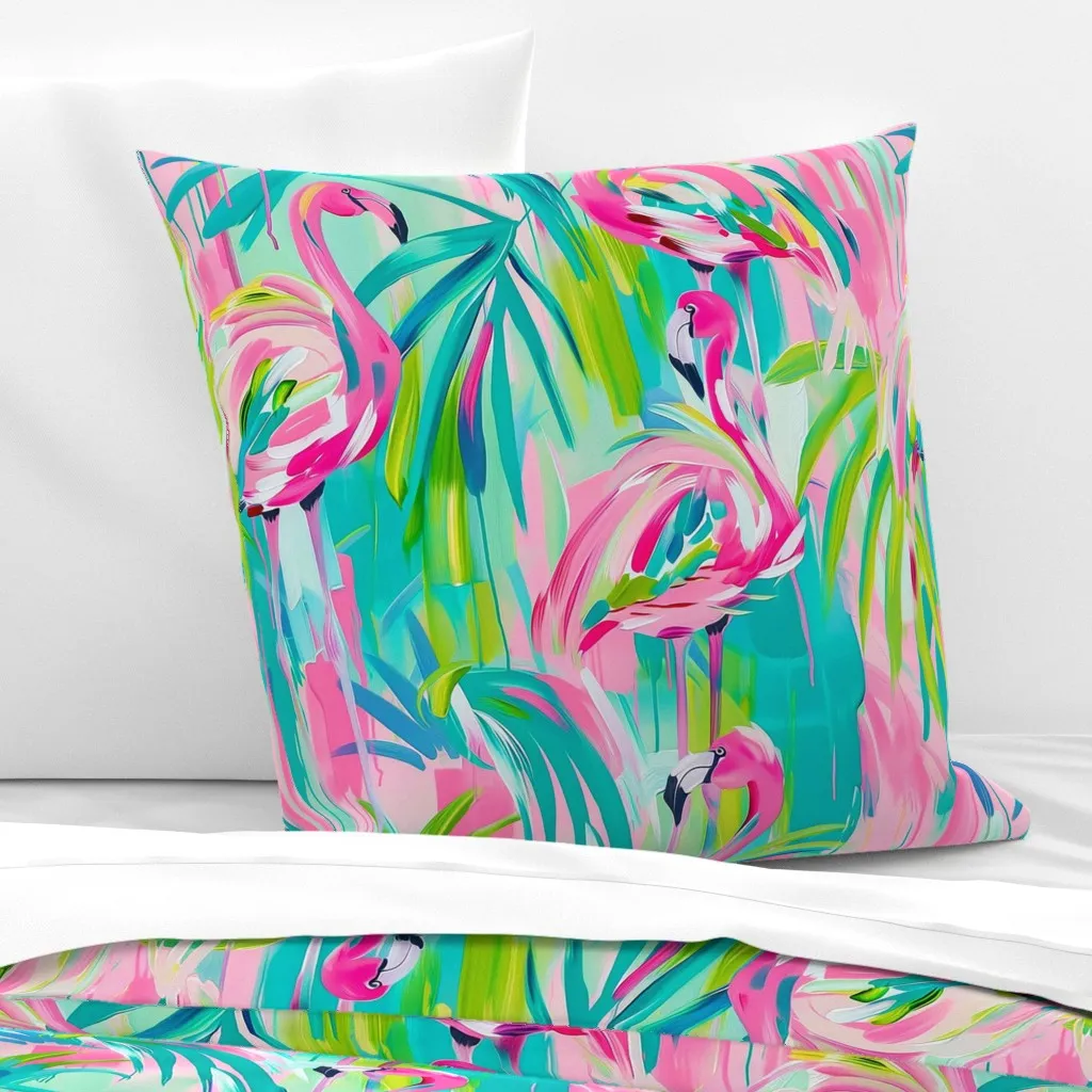 Tropical Flamingo Abstract Euro Pillow Sham - Pink product