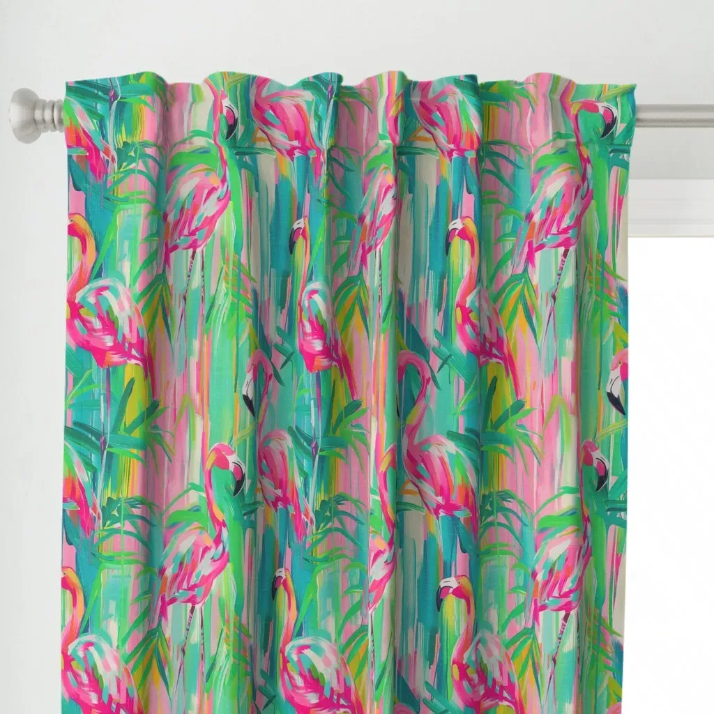 Tropical Flamingo Curtain Panel - Pink alternate view