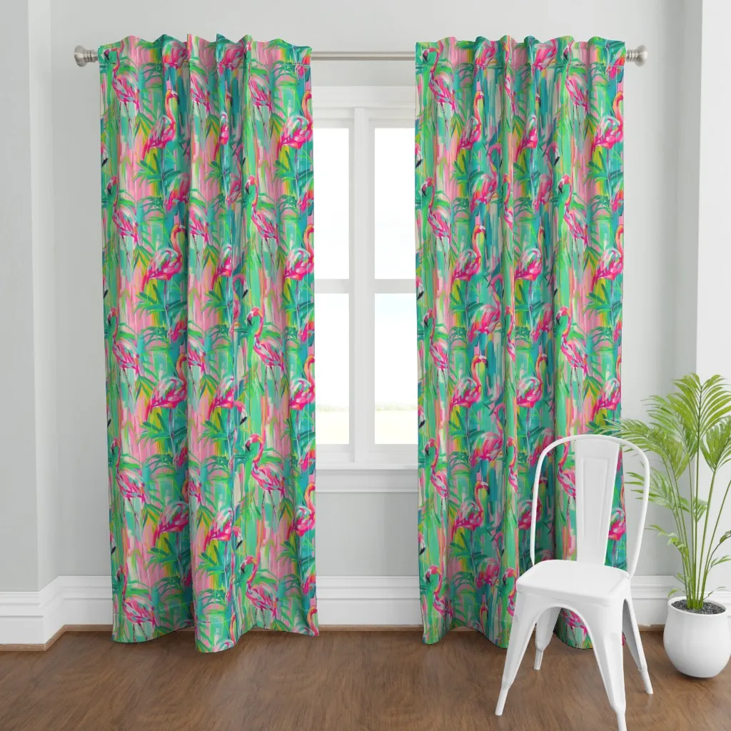 Tropical Flamingo Curtain Panel - Pink product