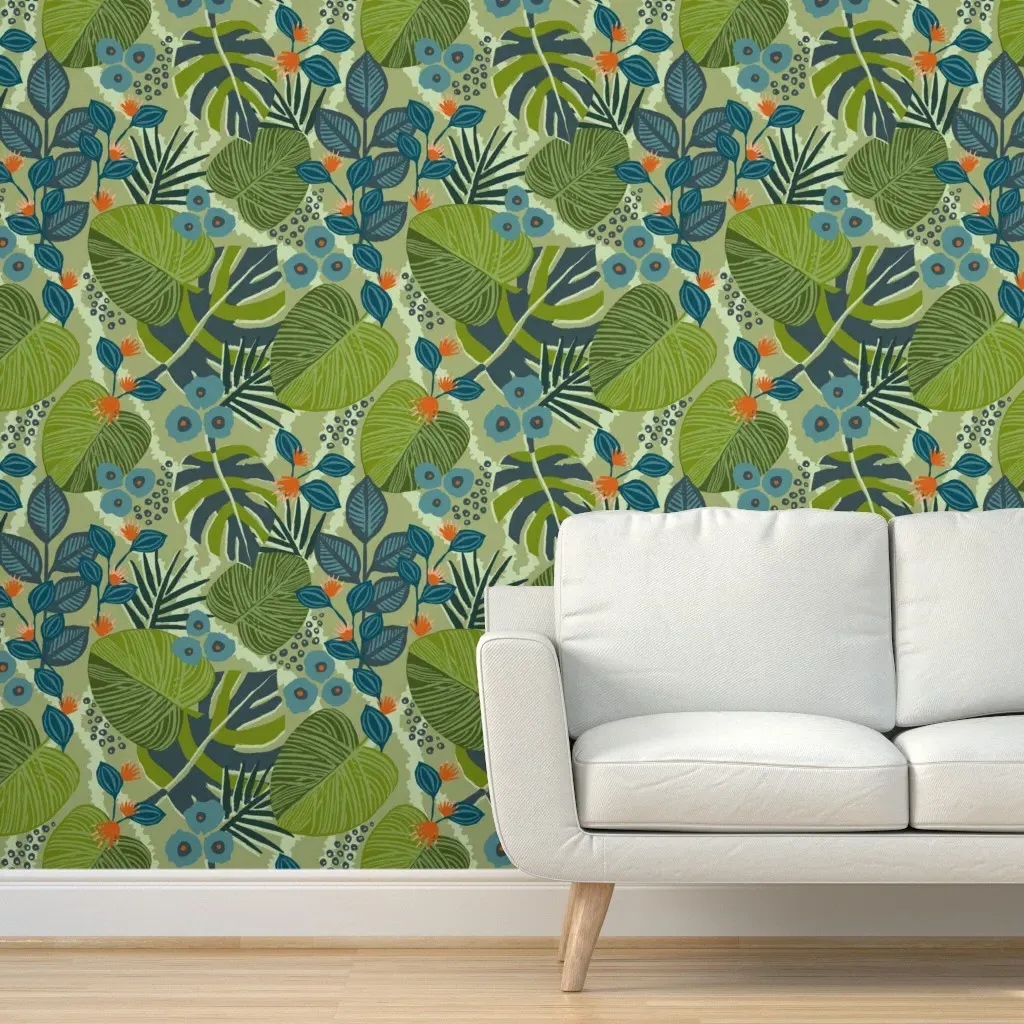Tropical Floral Fern Peel and Stick Wallpaper - Green product
