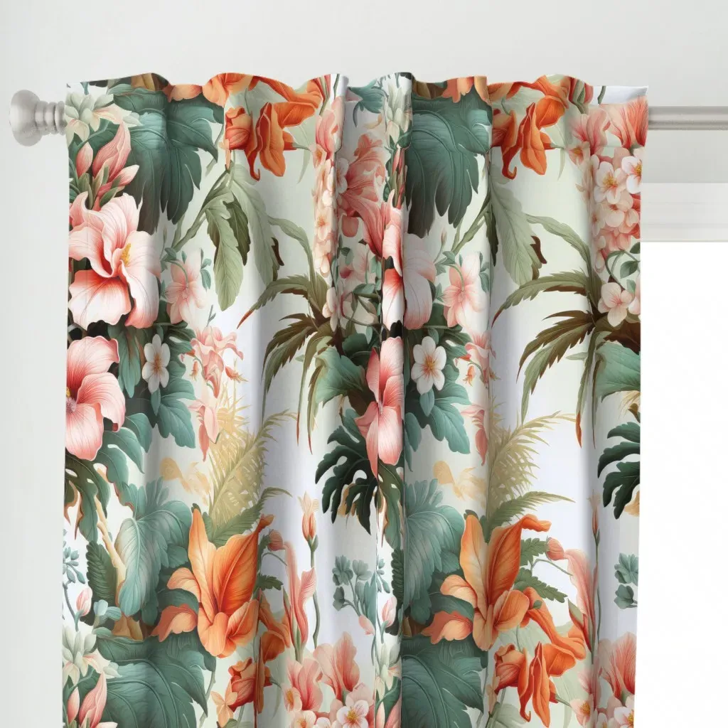 Tropical Flowers Jungle Curtain Panel - Pink alternate view
