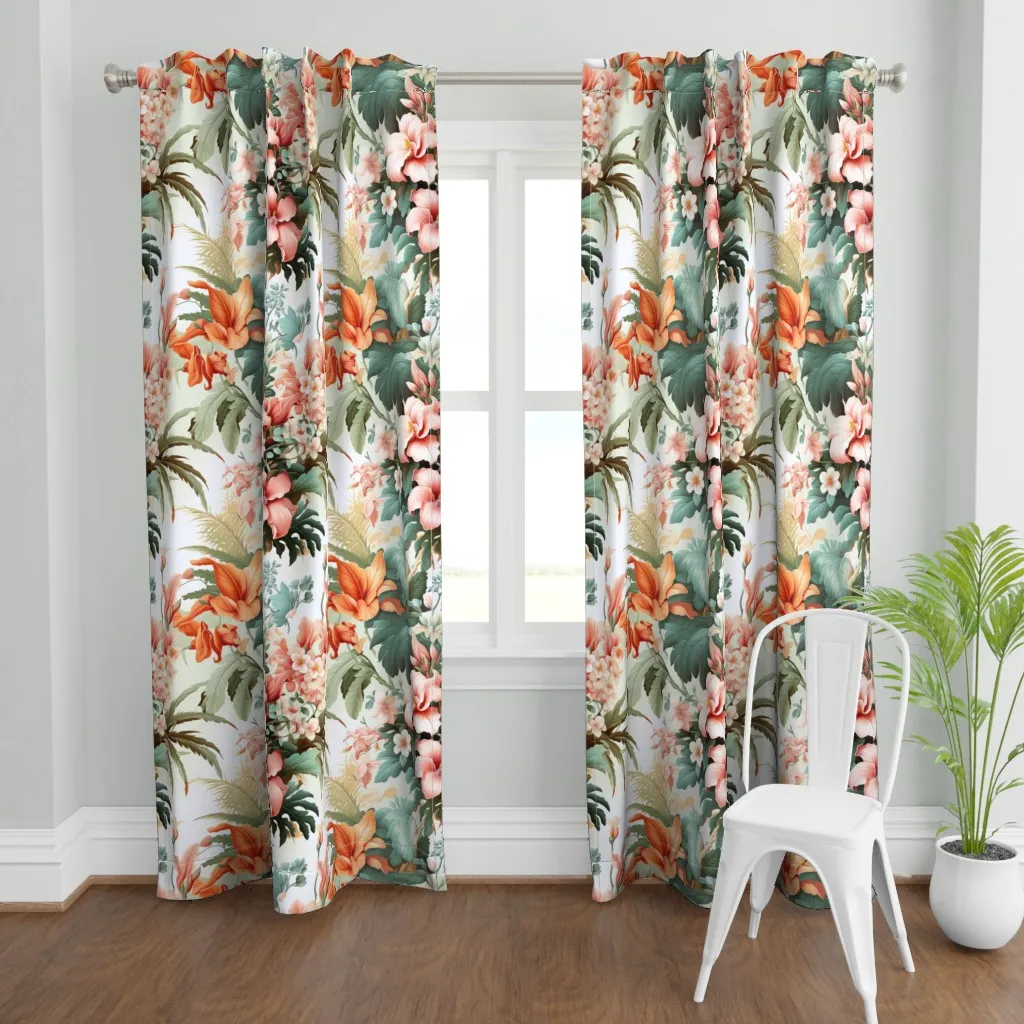 Tropical Flowers Jungle Curtain Panel - Pink product