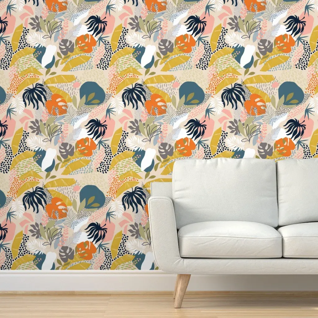 Tropical Foliage Peel and Stick Wallpaper - Natural Boho product