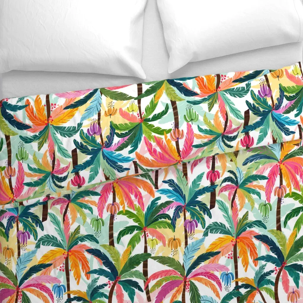 Tropical Forest Biome L Duvet Cover - Pink alternate view